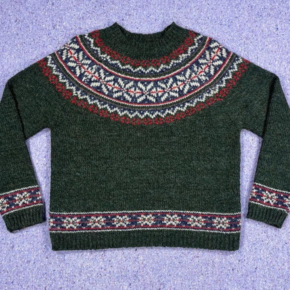 croft & barrow Sweaters - Croft & Barrow Fair Isle Green Patterned Knit Pullover Sweater Size Medium